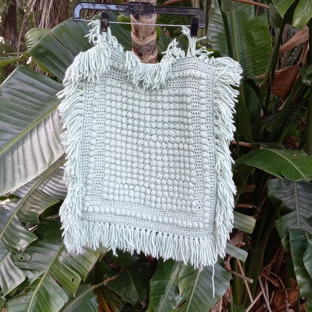 Cottagecore popcorn crochet pillow cover